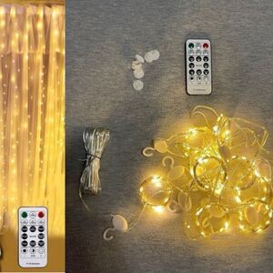 9.8ft x 9.8ft Wall Curtain String 300 LED Lights with 16 Hooks